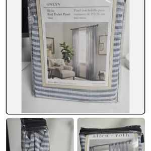 Allen + Roth Navy and White Striped Curtain Panel